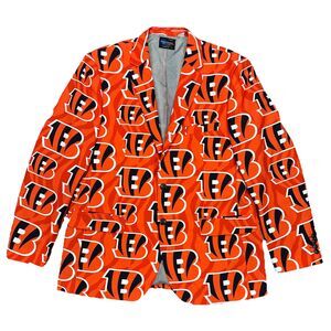 Bengals NFL FOOTBALL Suit Coat Sport Blazer Jacket All-Over Print Size 46